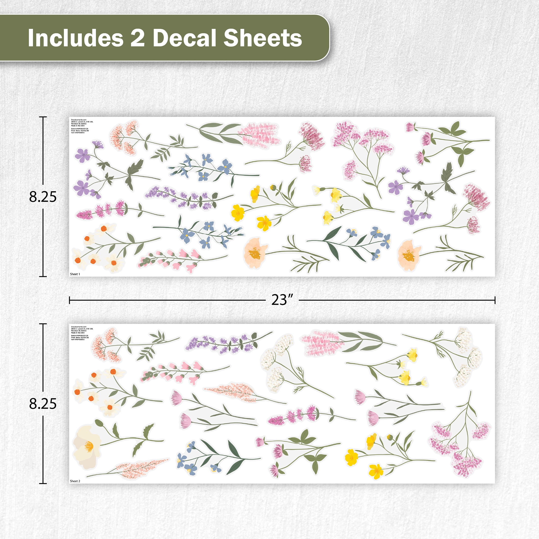 Wall Palz Wildflower Vinyl Wall Decals Peel and Stick Room Decorations
