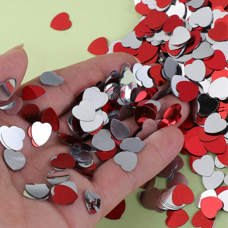 Red & Silver Heart Confetti