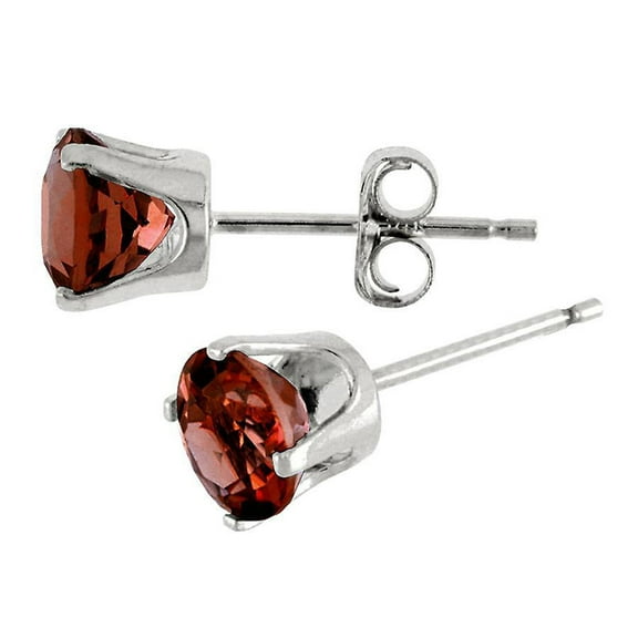 iParis 10k White Gold Garnet 1 Carat Round Stud Earrings Plated