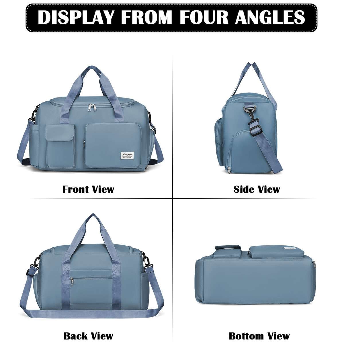 Spencer Gym Duffle Bag Backpack Waterproof Sports Duffel Bags Travel Weekender Bag for Men Women Overnight Bag with Shoes Compartment, Blue