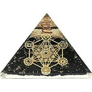 Shungite Crystal Orgone Pyramid, Organite Pyramid Chakra Metatron Cube