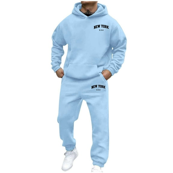 oqasdz Mens Sweatshirts 2 Piece Set Streetwear Letter Print Hoodies Pullover and Sweatpants Sports Active Casual Versatile Cozy Daily Wear