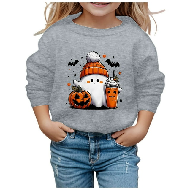 Chandails en Molleton à Capuche pour Filles, Tendance Halloween, Col Rond, Manches Longues, Design Mignon, Confortable et à la Mode