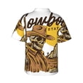 thumbnail image 3 of Uemuo Skull Cowboy Printed Regular Fit Short Sleeve Casual Hawaiian Shirt for Men,Aloha shirt,Tropical shirt,Floral print shirt,Vacation Beach shirt-3X-Large, 3 of 9
