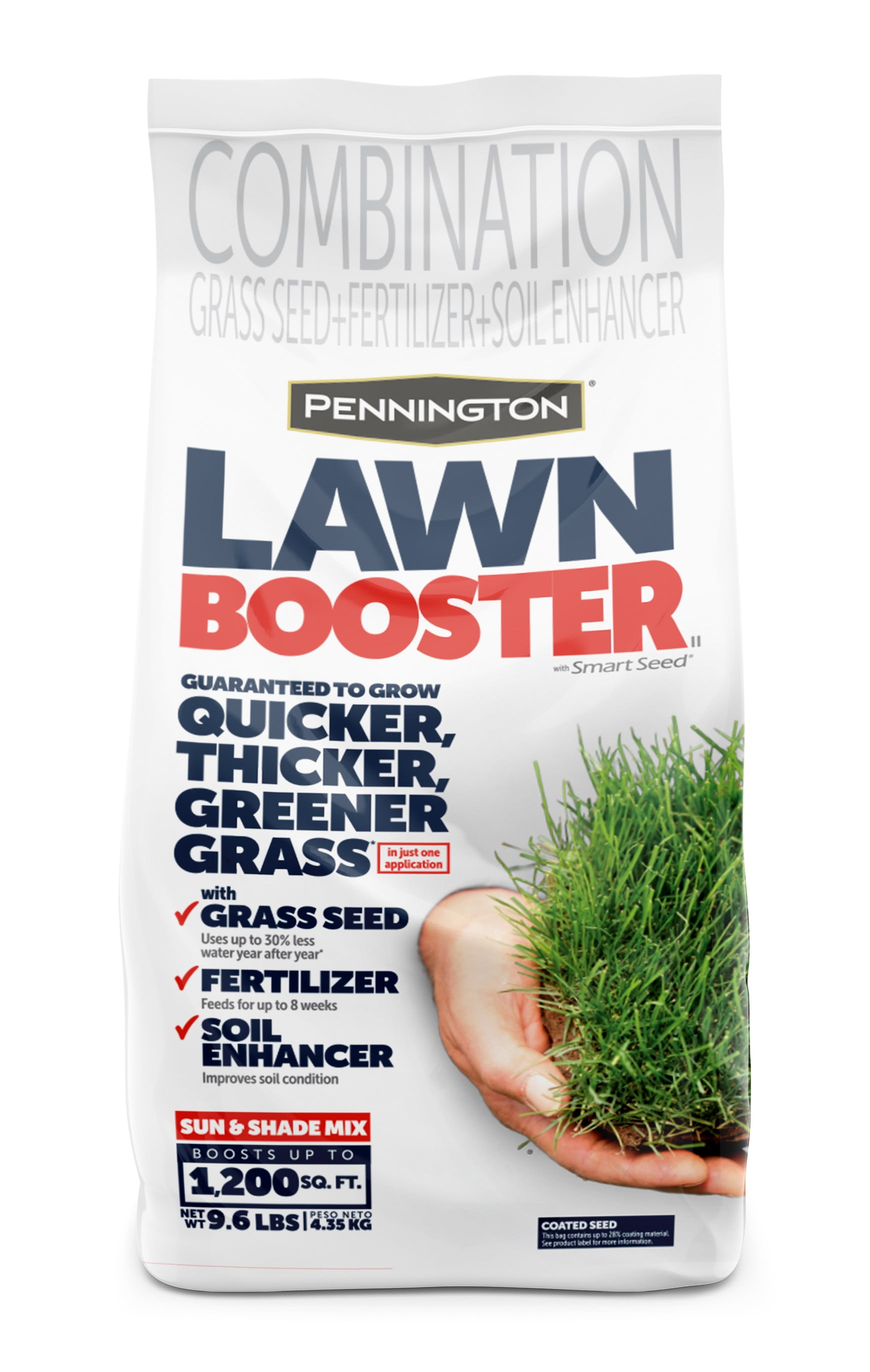 Pennington Lawn Booster Sun & Shade Grass Seed and Fertilizer Mix, for Sun to Partial Shade, 9.6 lb.