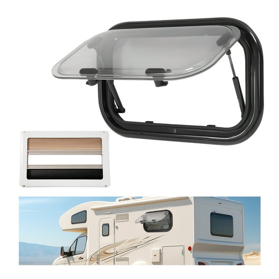 KOJEM 21" W X 13" H Universal RV Side Window Emergency Exit Window Replacement for RV Camper Trailer Truck Aluminum Frame with Clear PMMA Screen