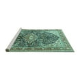 thumbnail image 2 of Ahgly Company Machine Washable Indoor Rectangle Medallion Turquoise Blue Traditional Area Rugs, 7' x 9', 2 of 4