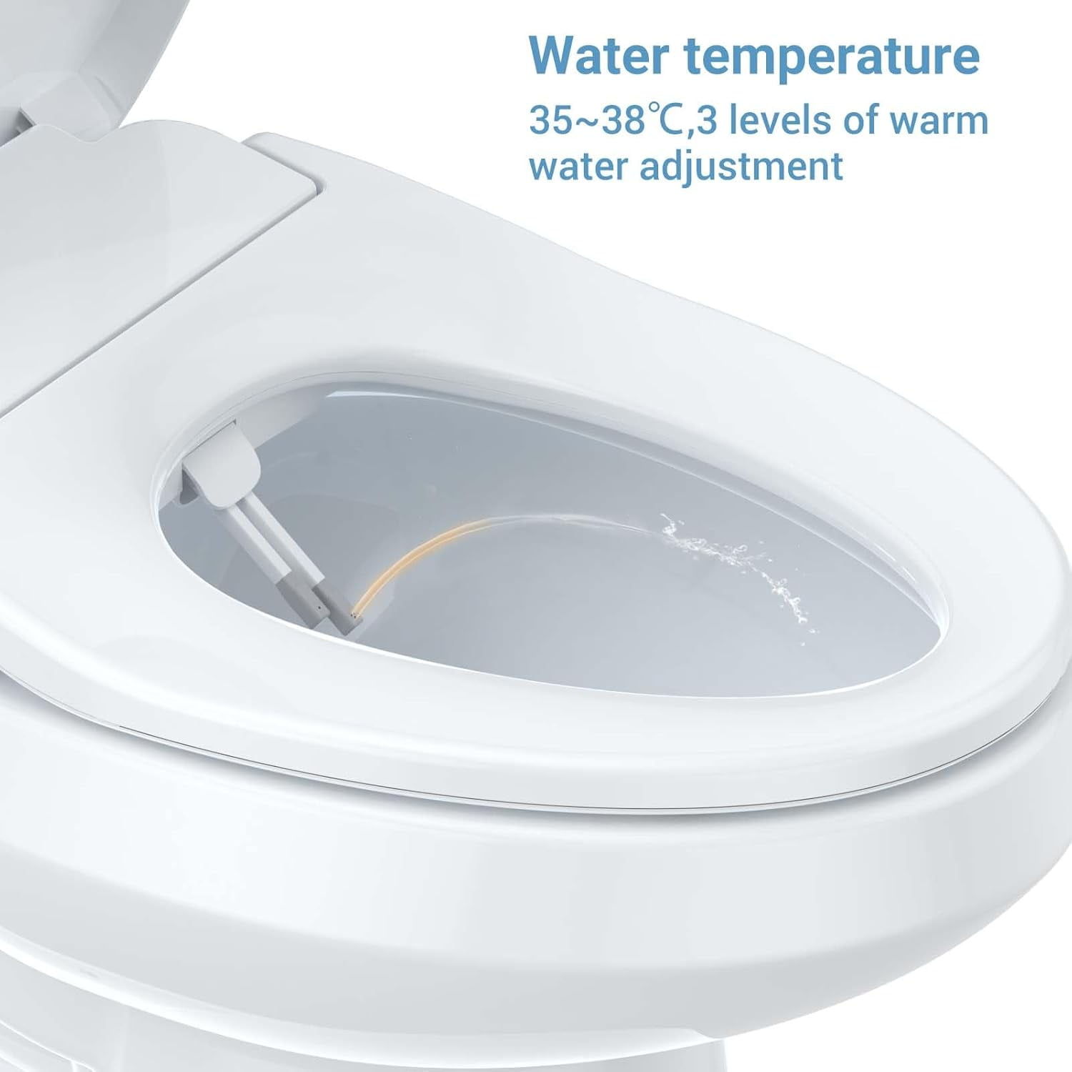 Roromall Smart Bidet Toilet Seat with Multiple Spray Modes, Smart Unlimited Warm Water, Auto Open & Slow Close Lid, Auto LED Nightlight, Power Outage Available, Clean Water
