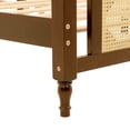 thumbnail image 3 of Noble House Elsie Queen Bed, Pine Wood Frame with Rattan Headboard & Footboard, Enhanced Slat Platform, Walnut, 3 of 21