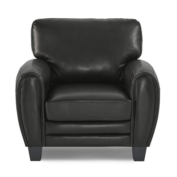 OakvillePark Arcadia Faux Leather Upholstered Living Room Chair, Black