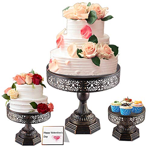 Wedding Birthday Party Celebration 3-Piece Cake Stand Set Round Metal Cake Stands Dessert Display Cupcake Stands with with Multiple Free Combination Styles for Baby Shower Weharnar 