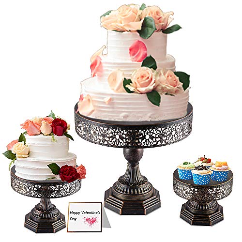 Wedding Birthday Party Celebration 3-Piece Cake Stand Set Round Metal Cake Stands Dessert Display Cupcake Stands with with Multiple Free Combination Styles for Baby Shower Weharnar Wedding Birthday Party Celebration 3-Piece Cake Stand Set Round Metal Cake Stands Dessert Display Cupcake Stands with with Multiple Free Combination Styles for Baby Shower Weharnar