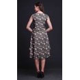 thumbnail image 4 of Bimba Gray Leaves & Ranunculus Floral Women Printed Knee Length Sleeveless Shift Summer Dress-Large, 4 of 6