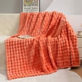 thumbnail image 2 of Manta de otoño para sofá, color naranja, franela supersuave, forro polar 3D con burbujas, ligera, para cama, para usar durante toda la temporada, 2 of 5