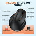 thumbnail image 5 of MEETION Wireless Mouse, Vertical Ergonomic Design, Rechargeable via Type-C, Bluetooth & 2.4G, Large Comfort Grip, Black, 5 of 10