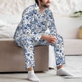 thumbnail image 7 of Honeii Blue Paisley Pattern Mens Pajamas Set,2pcs Men's Lounge Long Sleeve Sleep Shirt and Pajama Bottoms Sleepwear Set,Mens Pjs Sets-XX-Large, 7 of 7