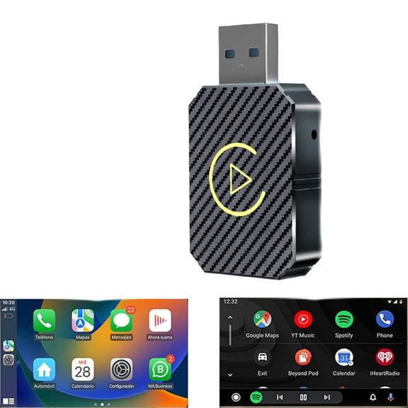 Mini Wireless CarPlay Adapter & Mini Android Auto Adapter Plug & Play Low Latency Converts Wired to Wireless CarPlay Dongle Compatible with iOS10 , Android 10