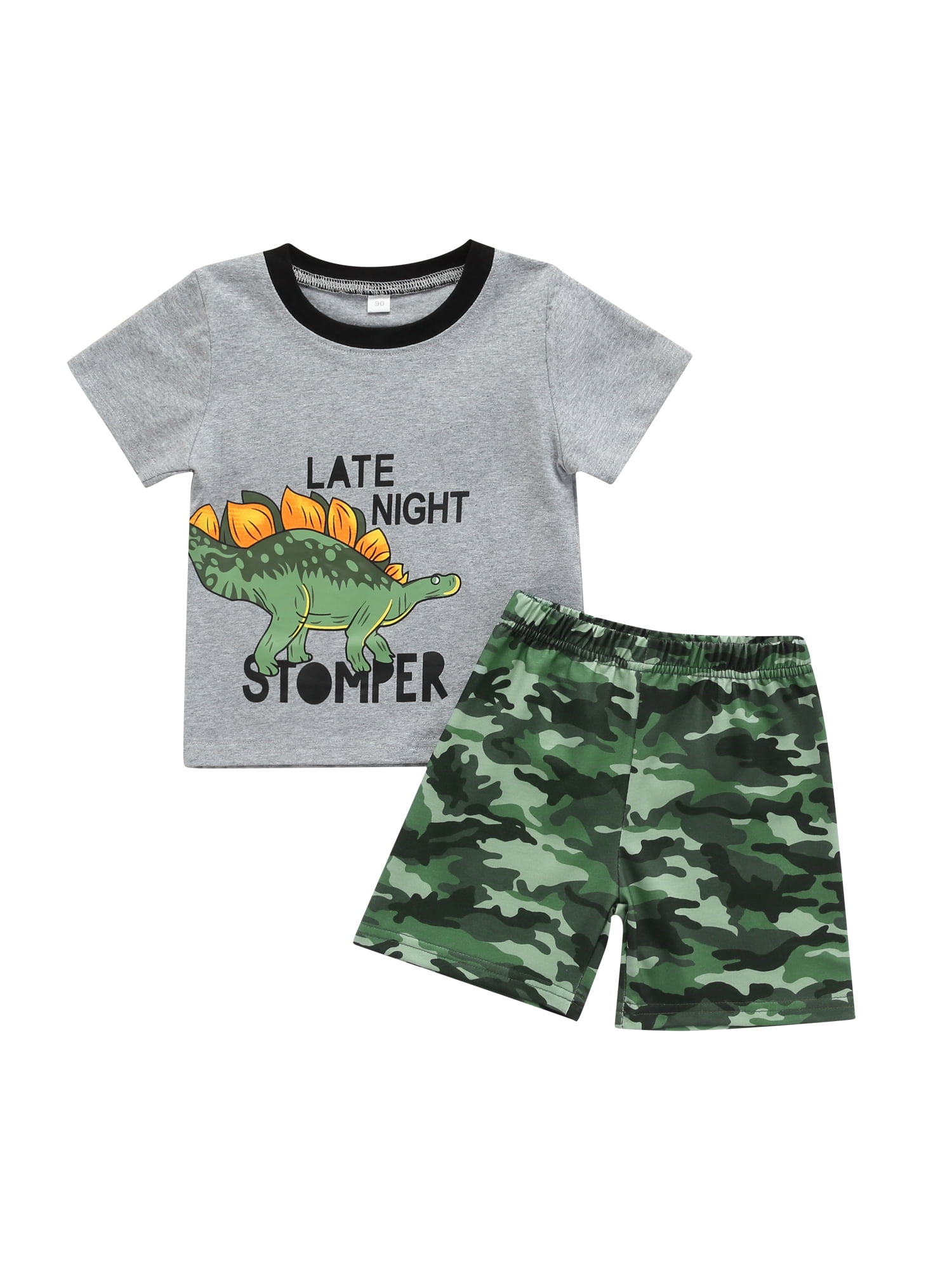 Toddler Kids Baby Boys Letter T shirt Tops+Camouflage Shorts Outfits Clothes Set 