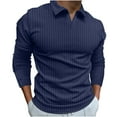 thumbnail image 2 of Men Clothing, Men's V Neck Polo Texture Shirt Button Down Stand Collar Solid Color Long Sleeve Loungewear Casual Loose Fit Urban Fashion, 2 of 8