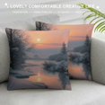 thumbnail image 3 of Orinice Snowy River Sunset Full Moon Graphic Decorative Pillow Cover Zipper Closure Aesthetic Decor Winter Theme 1PC 18x18in, 3 of 5