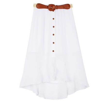 Amy Byer Spandex Skirt - Amy Byer Girl's High-Low Gauze Skirt