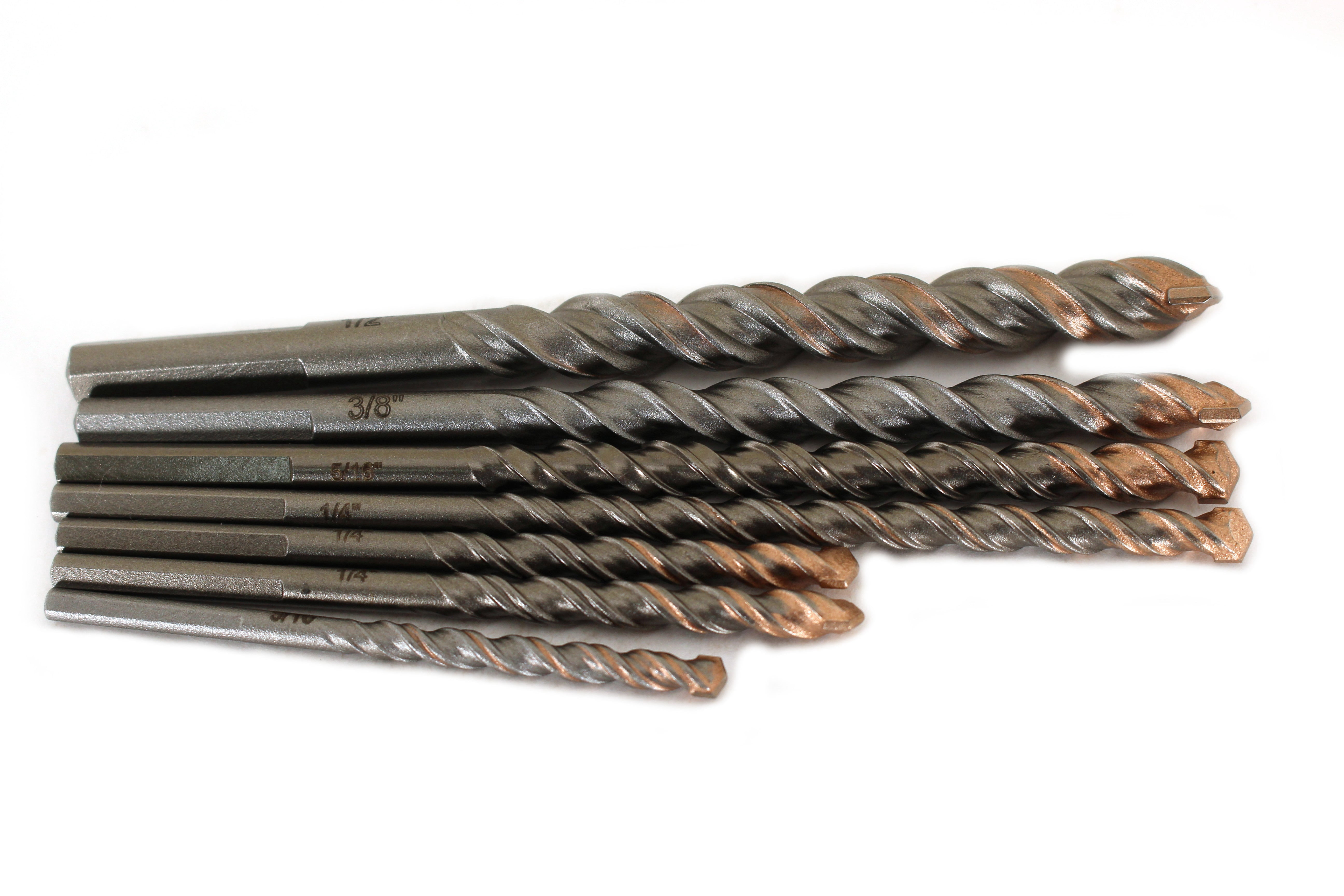 TMAX 7 pc Premium Percussion Masonry Drill Bit Set , Concrete Drill Bit for Masonry, Brick, Stone, and More