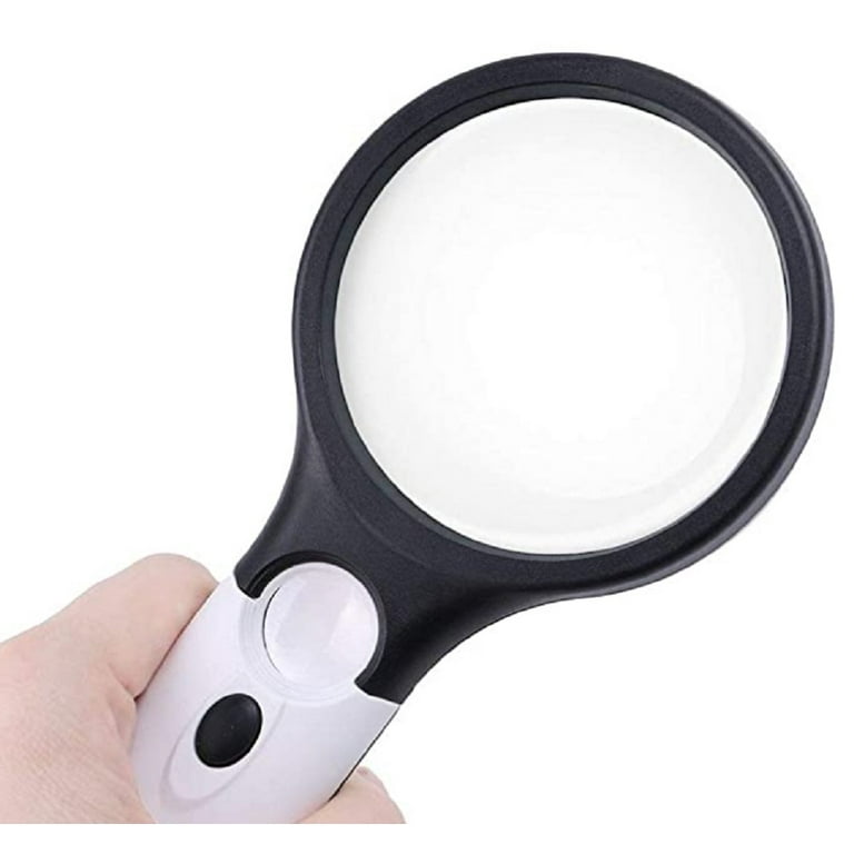3X 45X LED Handheld Magnifying Glass - Illuminated Loupe for Enhanced  Reading, Jewelry Inspection, and Crafts TIKA