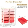 thumbnail image 3 of XgoodX 10-Drawer Rolling Storage Cart, Storage Organizer Cart with Lockable Wheels, Beauty Salon Movable Utility Cart for School, Office, Home, (Pink), 3 of 8