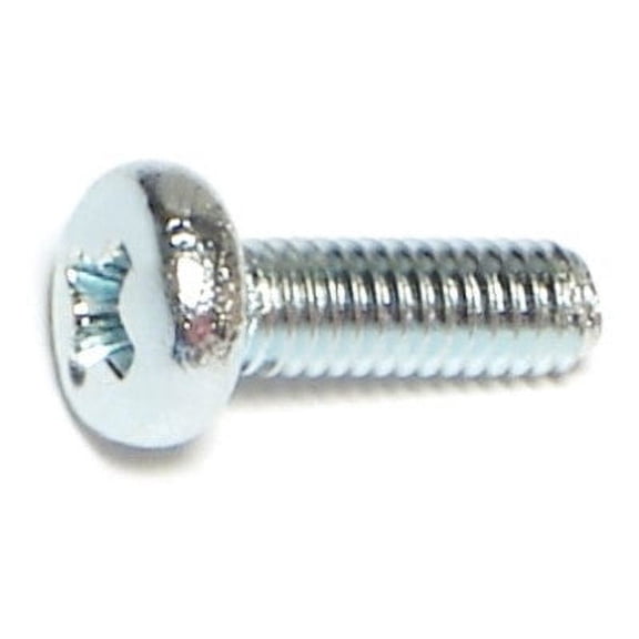 4mm-0.7 x 12mm Zinc Plated Class 4.8 Steel Coarse Thread Phillips Pan Head Machine Screws