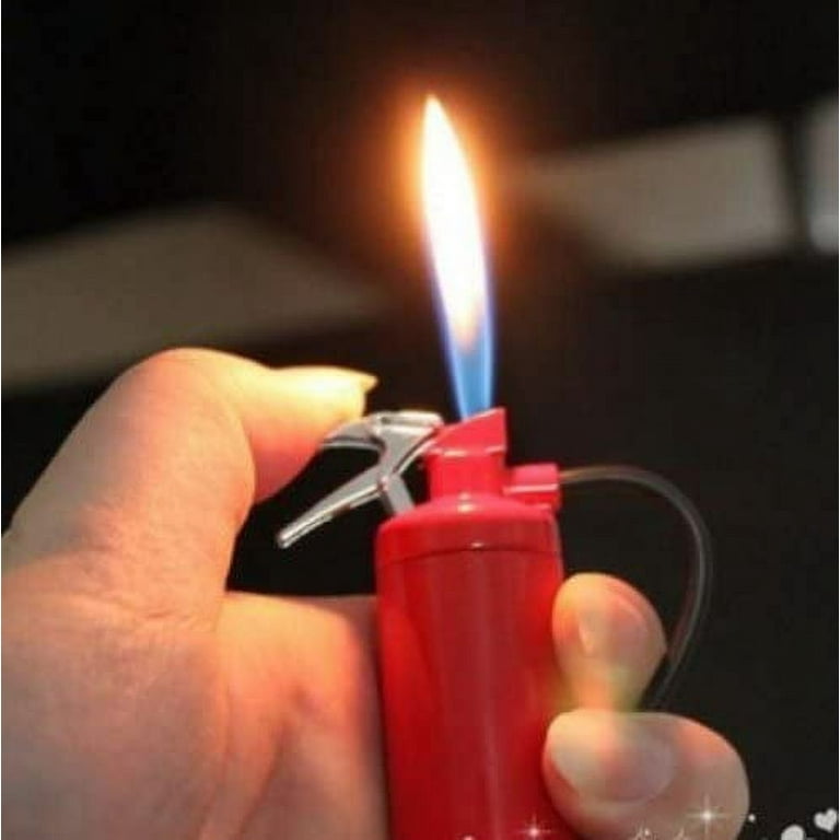 Cute Mini Metal Fire Extinguisher Butane Refillable Cigarette Lighter with  LED Flashlight