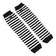 thumbnail image 3 of BYHONG Carnival Women Autumn and Winter Solid Color Multicolor Wool Long Striped Knit Half Finger Gloves Gloves Women White One Size, 3 of 3