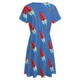 thumbnail image 5 of Fun Rocket Pop Popsicle Pattern Short Sleeve Dress Women Summer Evening Dresses Ladies Sundress, 5 of 7