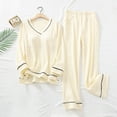thumbnail image 2 of Enjoytime Womens Pajama Sets V Neck Long Sleeve Top and Pants Lounge Set Sleepwear for Women 2 Piece Outfits Matching Lounge Pajama Set, 2 of 5