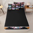 thumbnail image 4 of Castle Fairy Ice Cream Baseball Zipper Full Size Comforter Sets with Fitted Sheet and 2 Pillowcases, Cartoon Stars Print Zipper Bedding Set, Black Pink Blue,4pcs,Black Reversible, 4 of 6