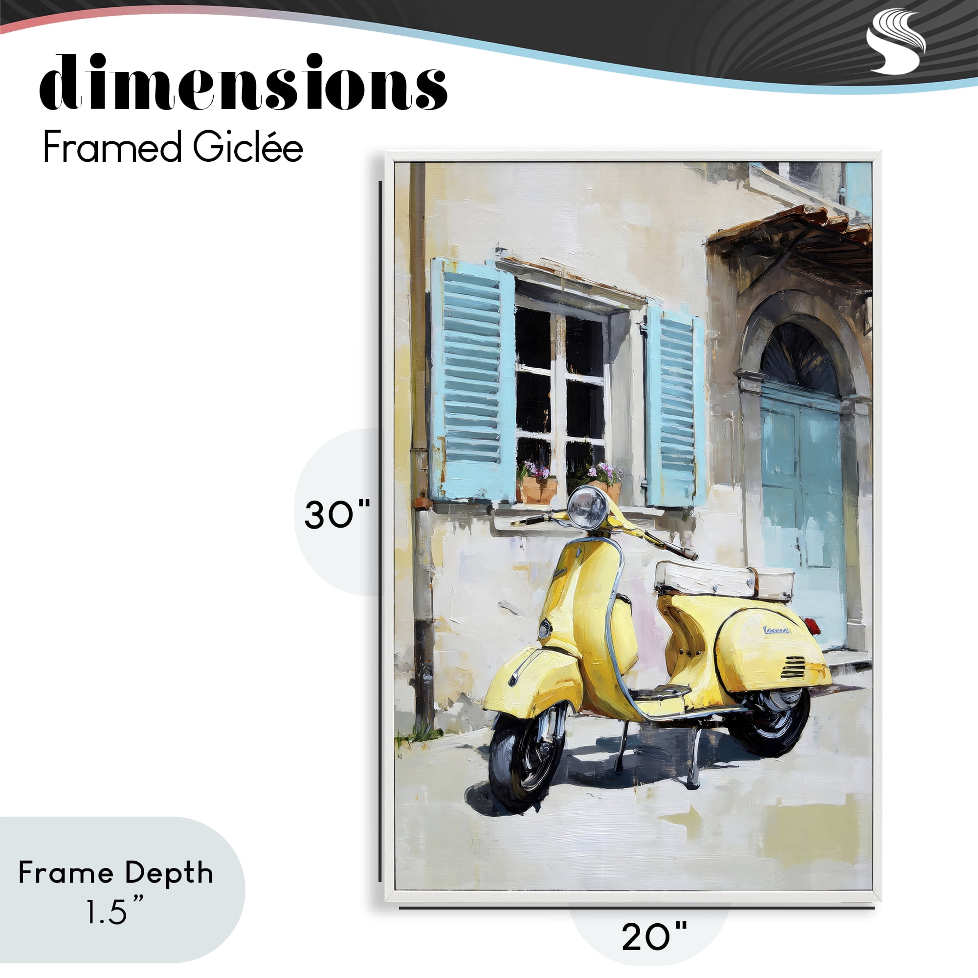 Stupell Industries Sunny Day Scooter Ride White Framed Giclee Art, design by Petal Prints Design