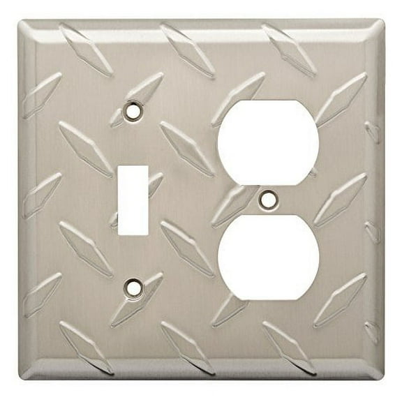 Brainerd W32845-SN Diamond Plate Single Switch / Duplex Outlet Cover Plate Satin Nickel