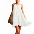 thumbnail image 6 of QUNYINEY Midi Womens Dresses Cotton Sleeveless White Summer Sundress Loose Fit A Line Crew Neck Casual Ruffle Dresses, 6 of 9