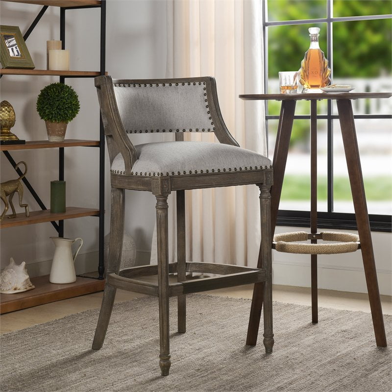 Jennifer Taylor Home Paris 30? Farmhouse Bar Stool with Backrest Heathered Grey