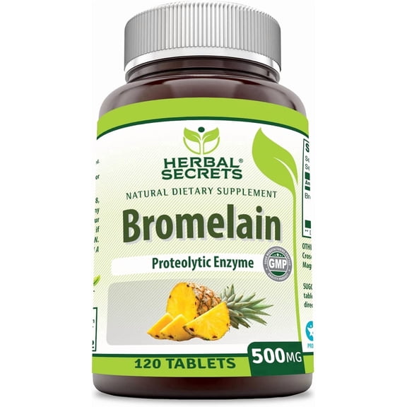Herbal Secrets Bromelain 500 Mg Per Serving 120 Tablets Supplement | Non-GMO | Gluten Free