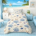 thumbnail image 2 of Manfei Watercolor Beige Seashell Starfish Coral Twin Bedding for Kids Boys and Girls, Marine Life Print Duvet Cover Set, Reversible 2-Piece, 1 Duvet Cover and 1 Pillowcase, 2 of 5