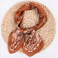 thumbnail image 2 of MEICHEN Head Wraps for Women Satin Cashew Flower Print Square Scarf Plain Casual Skin-friendly Turban Summer Accessories Brown, 2 of 4