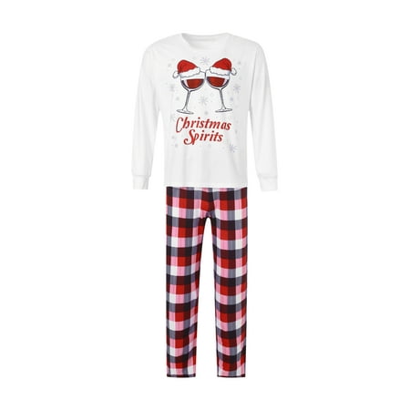 

Yejaeka Christmas Parent-child Nightwear Set Printed Pattern Tops and Pants