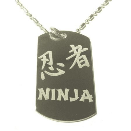 - Ninja Warrior Kanji Japanese Character Logo Symbol - Military Dog Tag, Luggage Tag Metal Chain Necklace