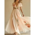 thumbnail image 2 of ZOELNIC Women's Floral Maxi Dress Flowy V Neck Empire Waist Summer Wedding Guest Party Casual Chiffon Dress, S, 2 of 6