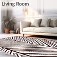 thumbnail image 2 of ODIKA 3'x5' Machine Washable Non-Slip Area Rug, Elegant Boho Stripes Symmetrical Arrangement High Traffic Rug with Pad, Brown, 705639, 2 of 8