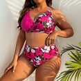 thumbnail image 6 of QUNYINEY Plus Size Womens Bikinis 2 Piece High Waisted Floral Swimwear Triangle Push Up V Neck Swimsuit Sets, 6 of 9