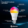 thumbnail image 2 of Steren SHOME-120/3 3 focos LED Wi-Fi multicolor, de 10 W, 2.4 GHz, luz RGB, dimeable desde app, para socket E27, compatible con Alexa y Google Assistant, timer, 2 of 9