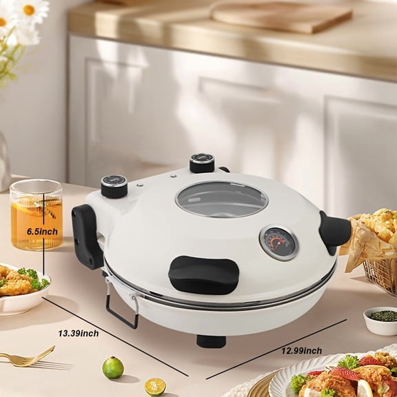 12"Electric Pizza Oven Indoor Countertop Oven Pizza Maker 1200W 5-Min Crisp Dual Knob Control Set