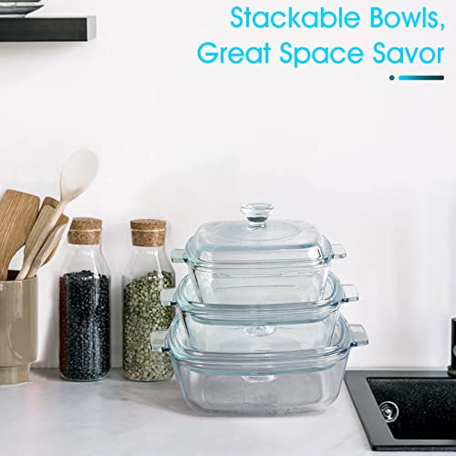 NUTRIUPS Glass Casserole Dish with Lid Oven Safe Square Casserole Dish with Handles Glass Microwave Bowl With Glass Lid Casserole Cookware 0.8L Square Walmart
