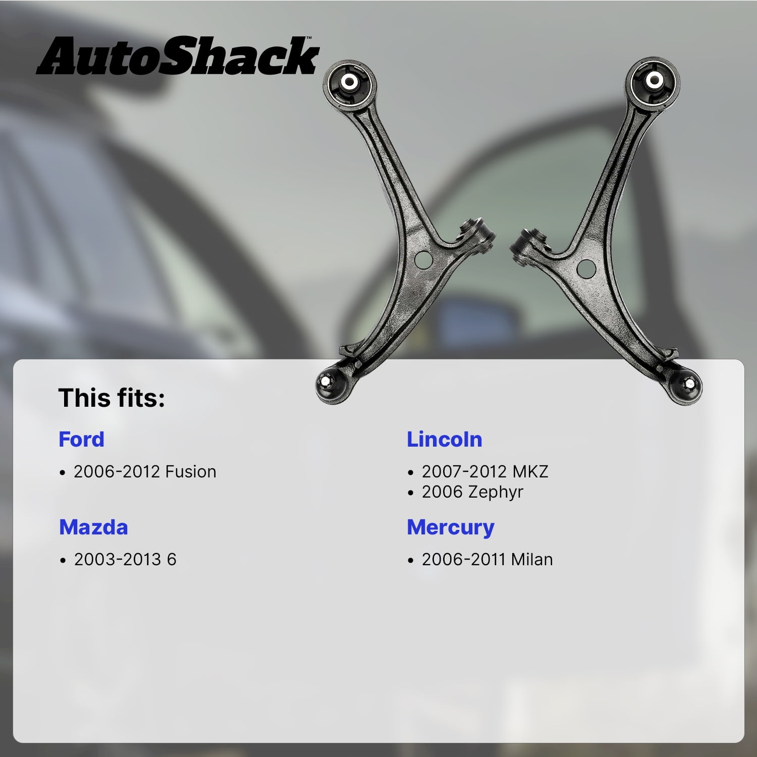 AutoShack Rear Upper Control Arms with Bushings for Ford, Mazda, Lincoln & Mercury, Fusion 2006-2012 6 2003-2013 MKZ 2007-2012 Milan 2006-2011, AWD FWD L4 2.3L 2.5L V6 3.0L 3.5L 3.7L, Pair